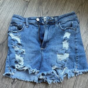 Hollister Frayed Blue Jean Shorts
